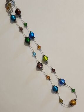Multicolor Glass Bead Station Necklace